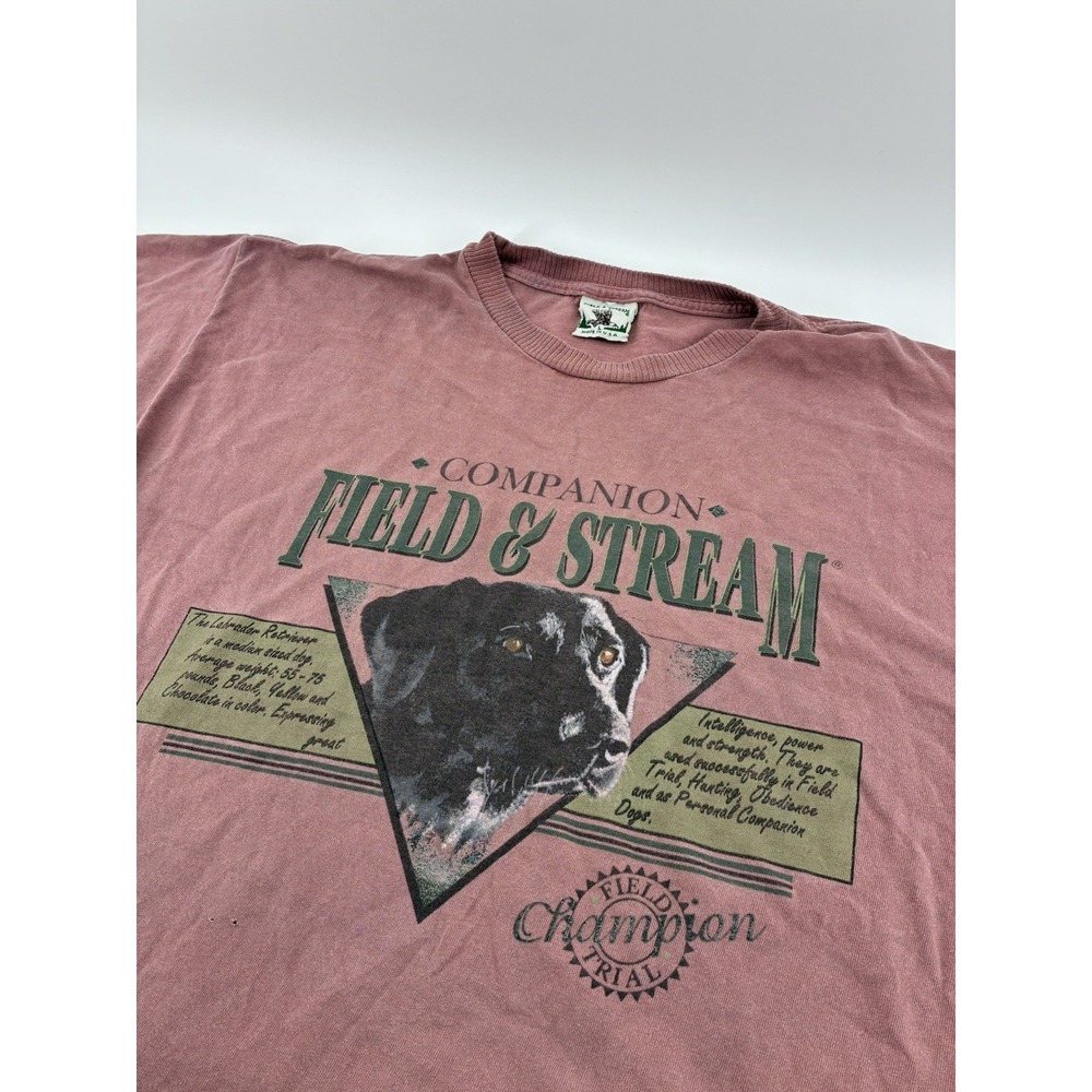 VNTG 80's Field & Stream Labrador Retriever Graphic T-Shirt Made In USA Large